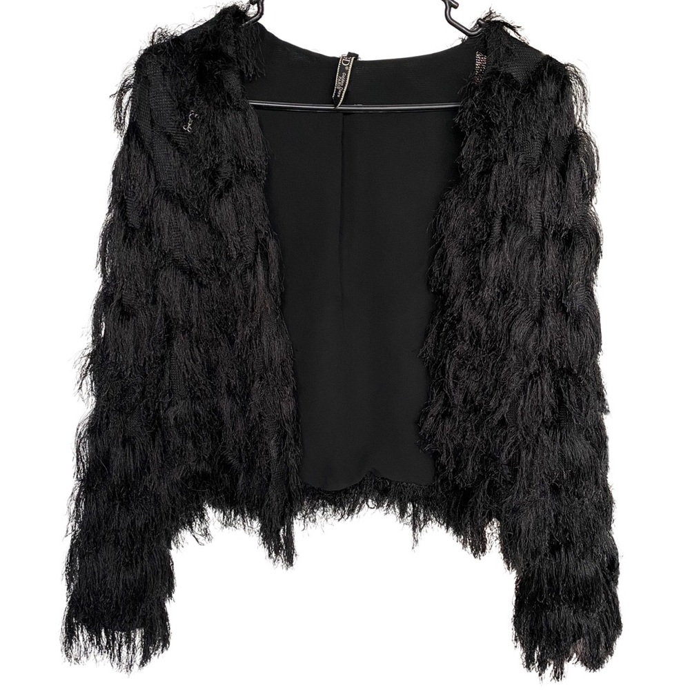 Black Fringe Cropped Jacket